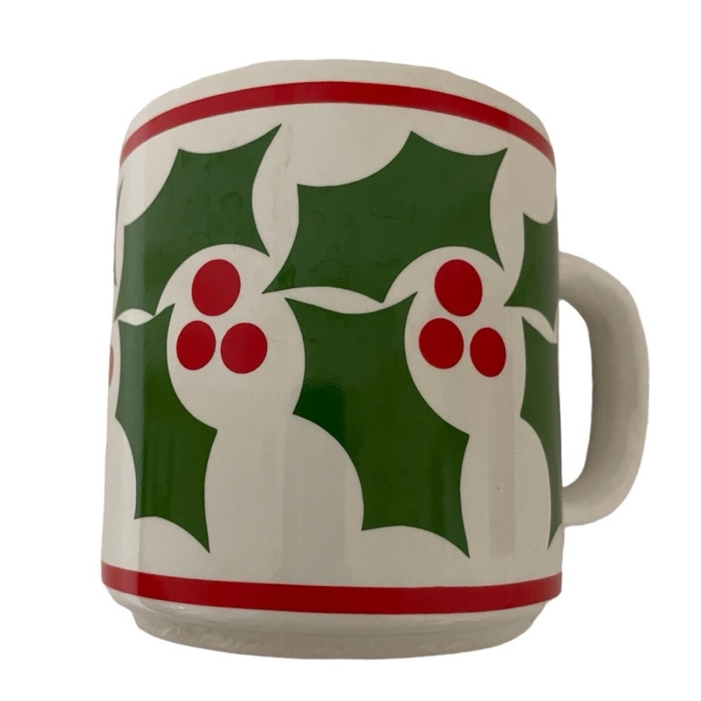 Vintage Grant Howard 1980’s Christmas Holiday Holly Pattern Coffee Mug